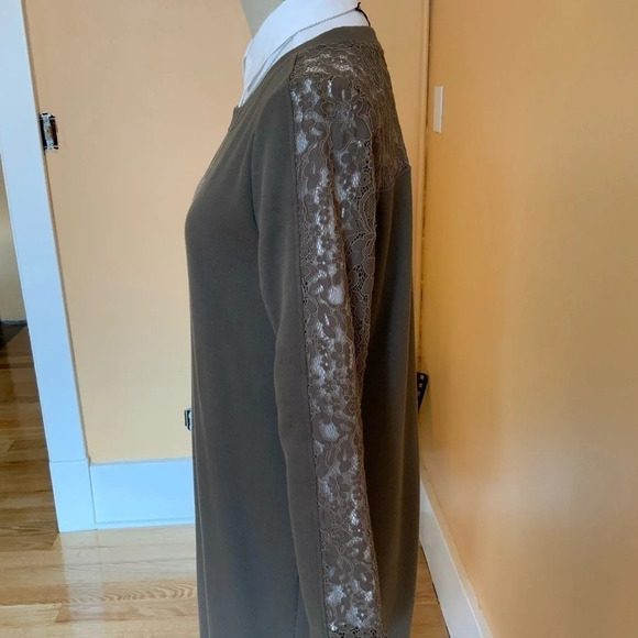 SANDWICH Olive Lace Sweatshirt Shift Dress Size M - Picture 10 of 15